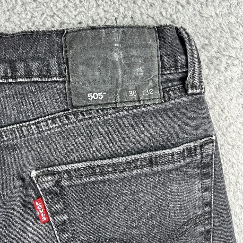 Levis 505 Jeans Mens 30x30* Gray Denim Pant Faded Regular Straight American Work